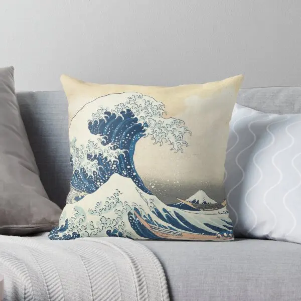 

The Great Wave Off Kanagawa Printing Throw Pillow Cover Bedroom Decor Fashion Soft Comfort Anime Pillows not include One Side