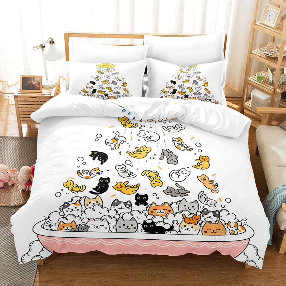 Luxury Bedding Set Gold White Swan Couple 3D Print Duvet Cover Pillowcase Breathable Wrinkle-Free For Bedroom Decor