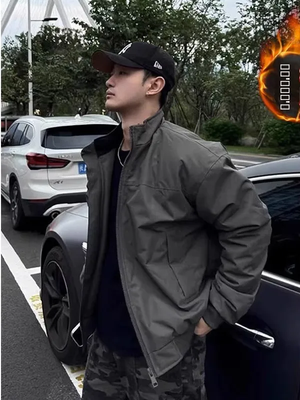 

Thiened American Pilot Jaet Cotton Coat Men's Autumn Winter Stand Collar Tee-proof Warmth Baseball ort Sle Youth Fa...