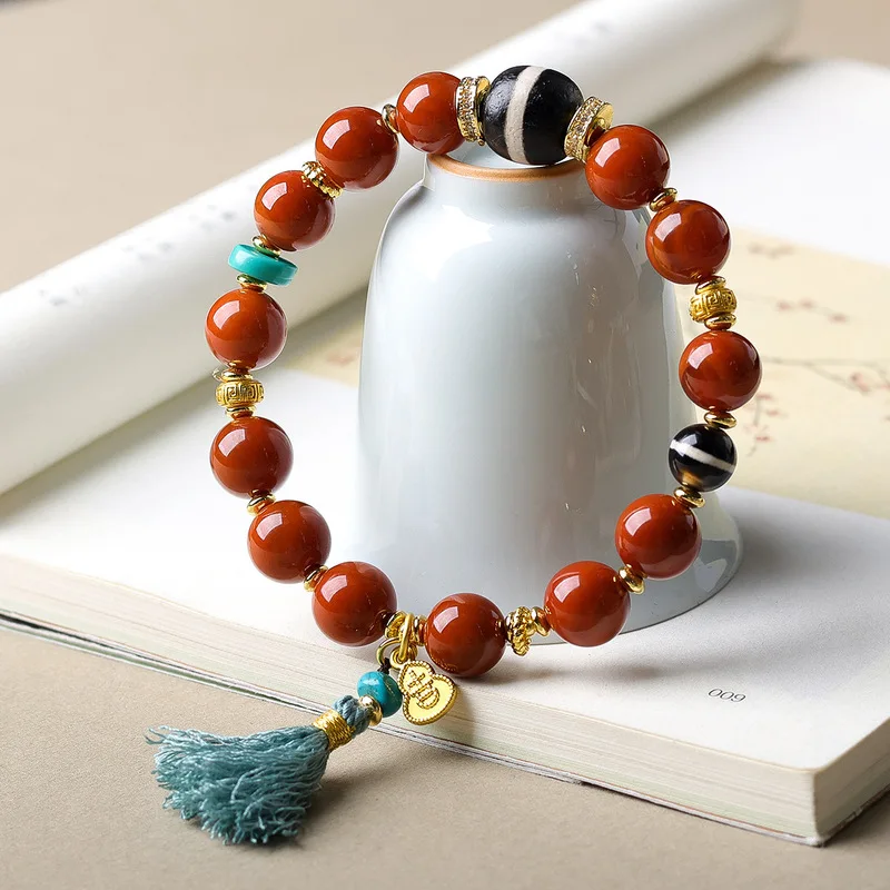 South Red , Original Artistic Craft, First-Line Agate Beads, New Chinese Style Bracelet