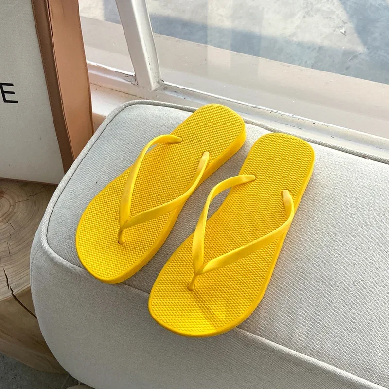 Women Summer Flip Flop Slippers Antiskid Bathroom Bathing Beach Beach Plywood Summer Cool Slippers Non-slip Breathable Fashion