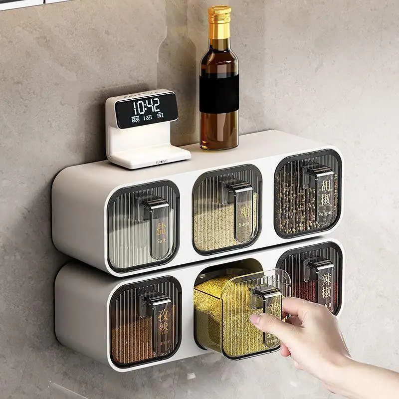 Innovative Wall-mounted Spice Jar Rack No-drill for Home Culinary Organization