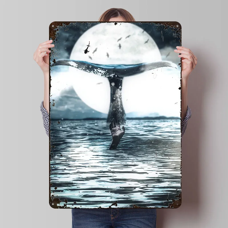 

Плакат «Кит и утонувший»: Винтажные металлические таблички на заказ, настенный декор, ретро-пластинка для украшения дома