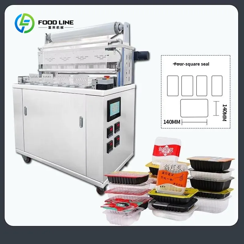 Customized Pneumatic Airtight Sealing Machine for Lunch Box Fresh Fruit Packaging Vacuum Heat Sealing Commercial Nitrogen