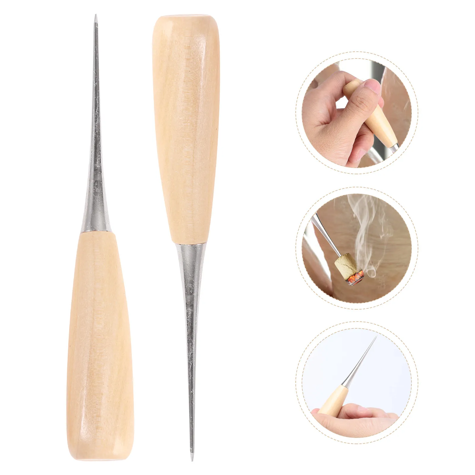 

2 шт. Профессиональные удлинители для моксотерапии с деревянной ручкой и нержавеющей сталью, портативный инструмент для моксотерапии с защитой от ожогов