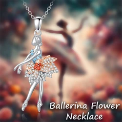 Exquisite Ballet Girl Colorful Rhinestone Pendant Necklace for Women Elegant Women Party Jewelry Accessories Girl Birthday Gifts