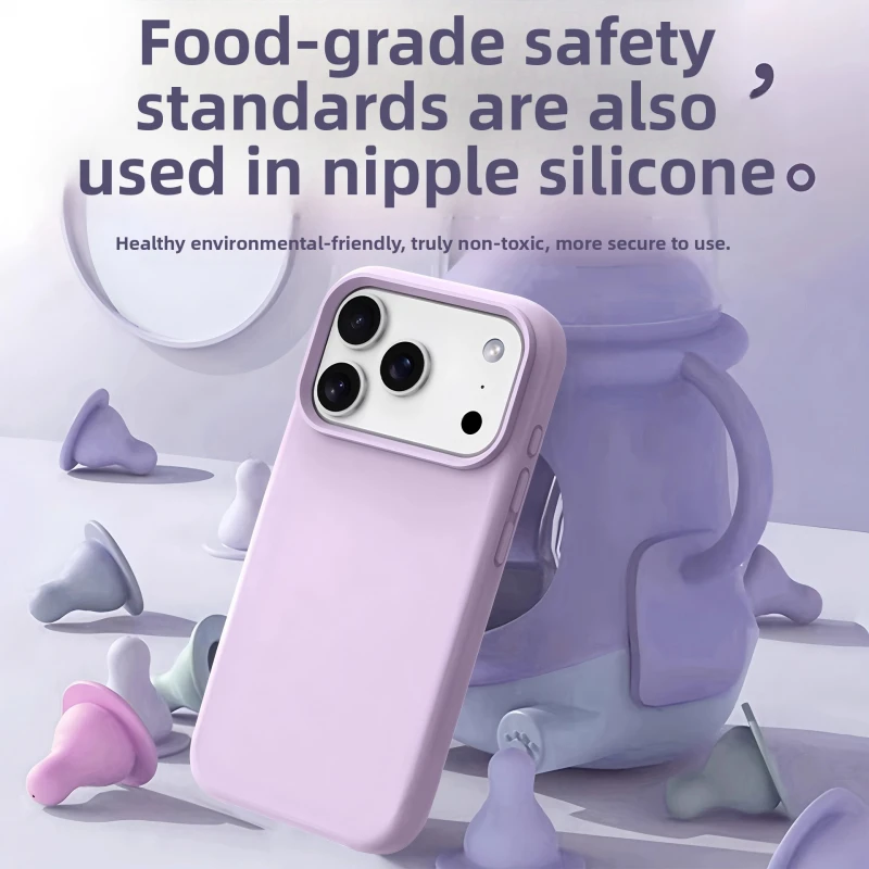 Adequado para capa de telefone iPhone 17/Pro/ProMax, botão integrado magnético líquido, capa protetora de cor sólida Apple 16 Pro Max