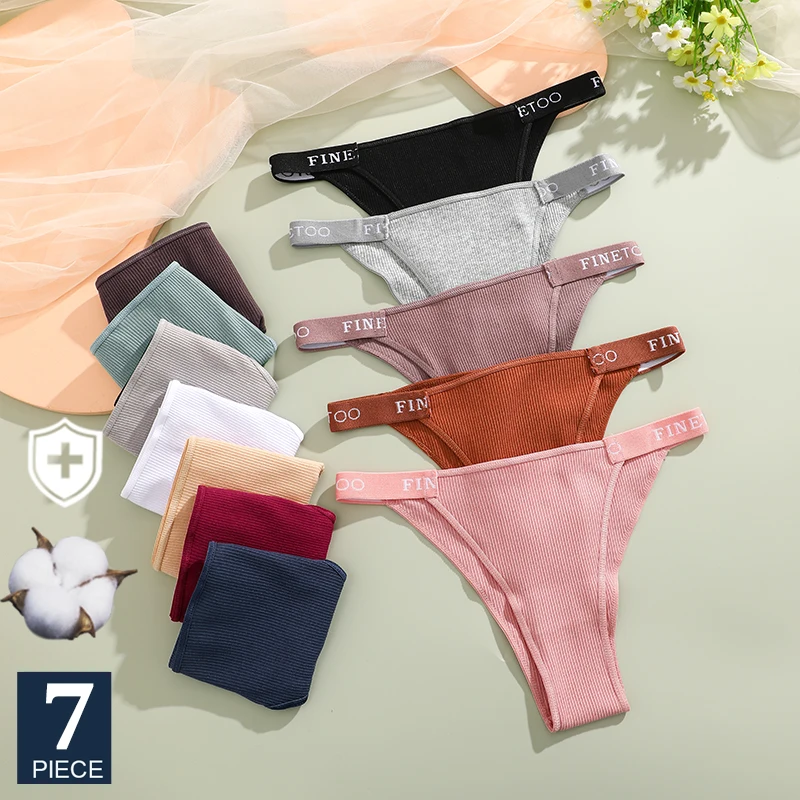 FINETOO 7PCS Cotton Panties Briefs Women Underpants Female Sexy Panties Thong Women\'s Pantys Underwear Finetoo Intimate Lingerie