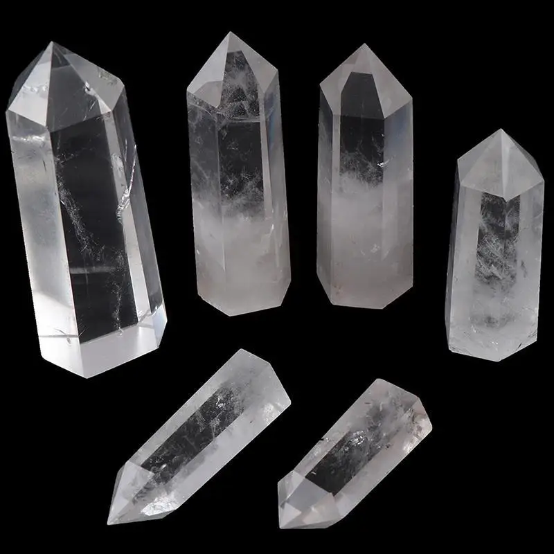 1PC Natural Crystal Clear Quartz Transparency Quartz Point Healing Stone Hexagonal Prisms 50-80mm Obelisk Wand Stone Home Decor