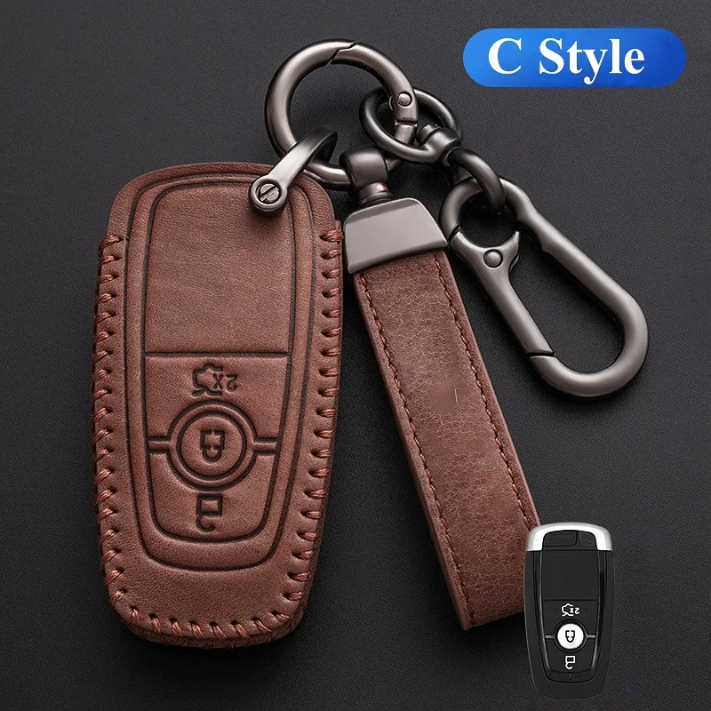 

Fashion Leather Car Key Case Cover for Ford Explorer Mustang Fusion Escape F150 F250 F350 F450 F550 Ford Raptor 2020 2021