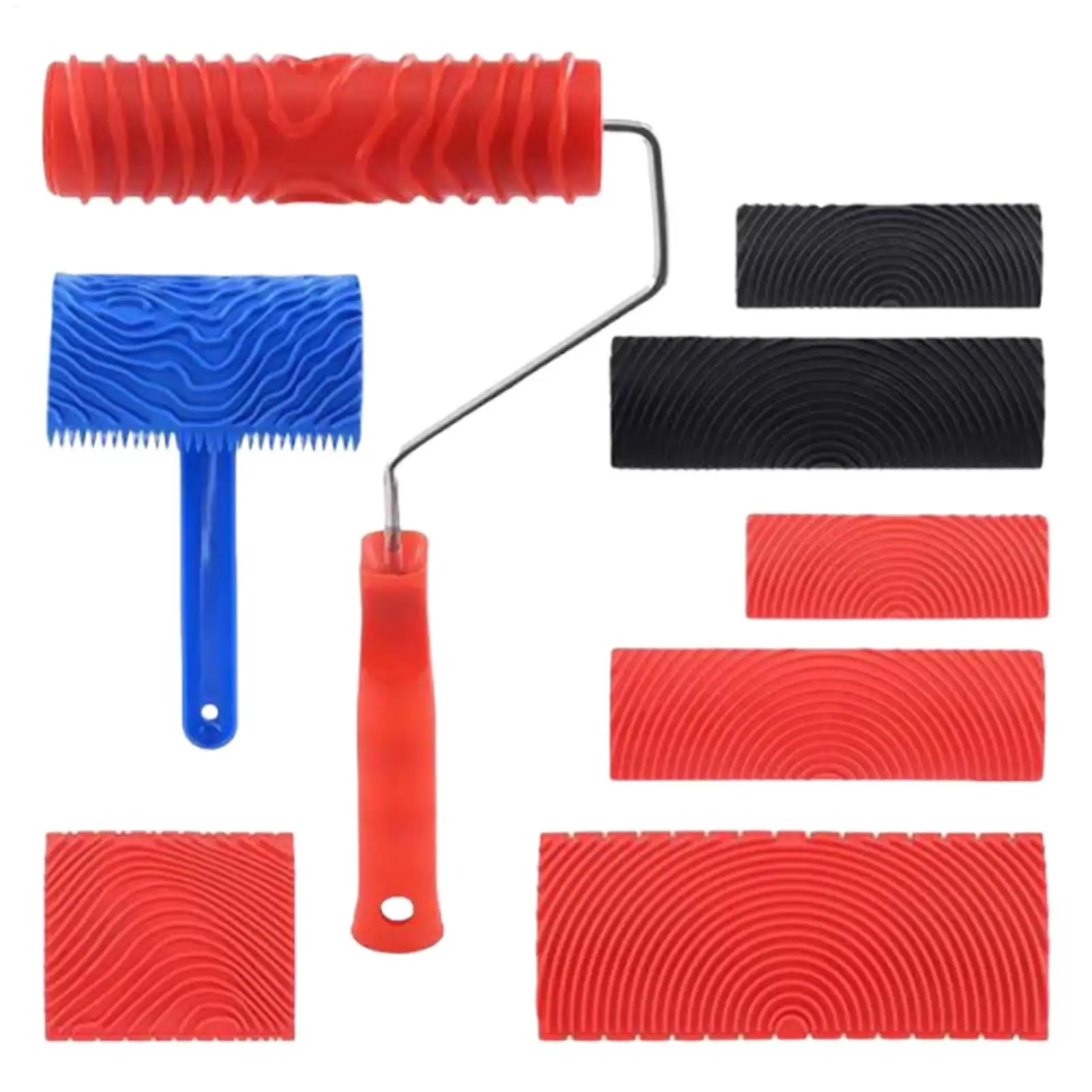 8PCS Wood Grain Roller Tool Texture Improvement Roller & Rocker Kit Easy-to-Use Graining Tool for Furniture Cabinets DIY Project