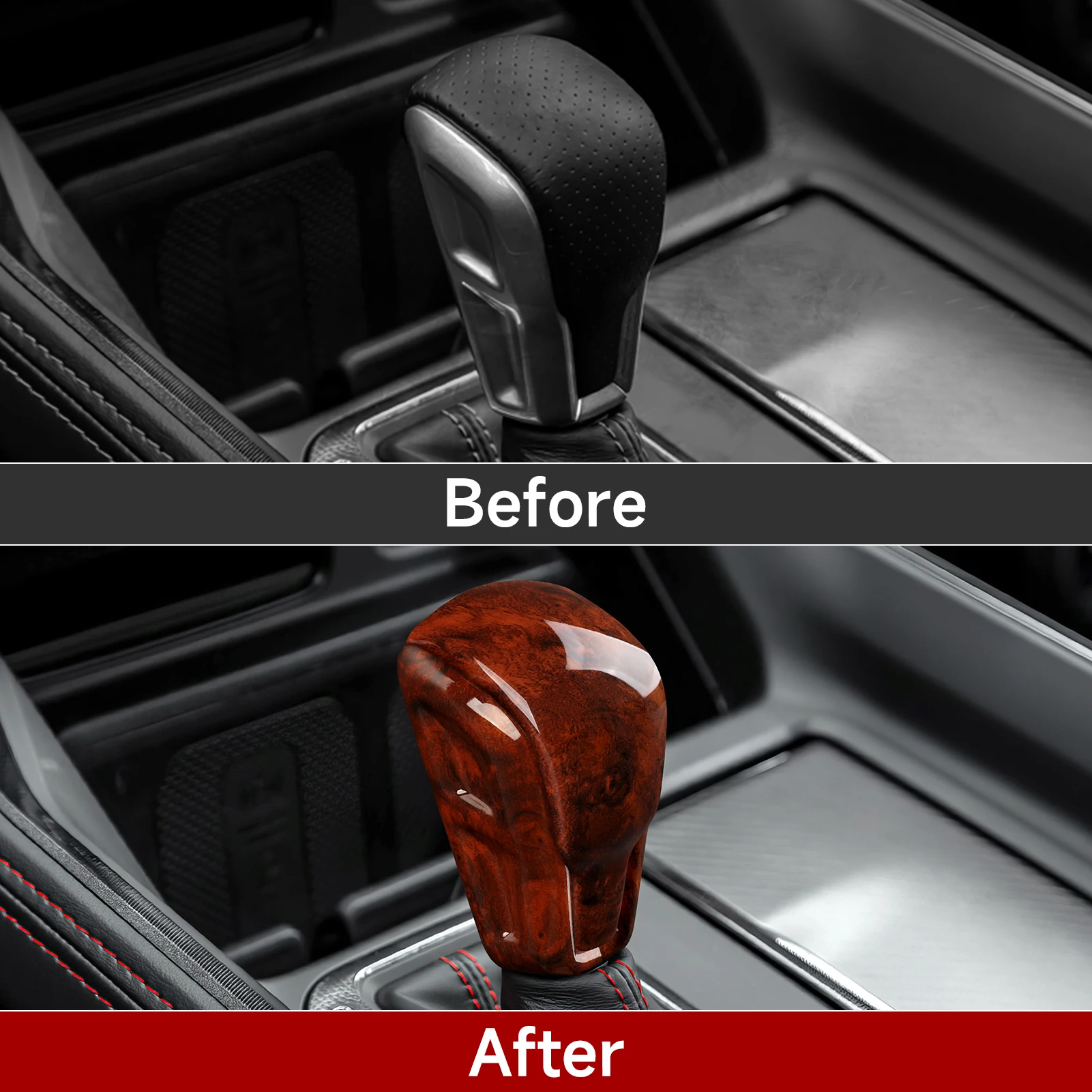 Wood Grain Interior Sticker ABS Trim Accessories.For Dodge RAM 1500 TRX 2019-2026 Car Center Console Gear Shift Panel Cover. - view 4