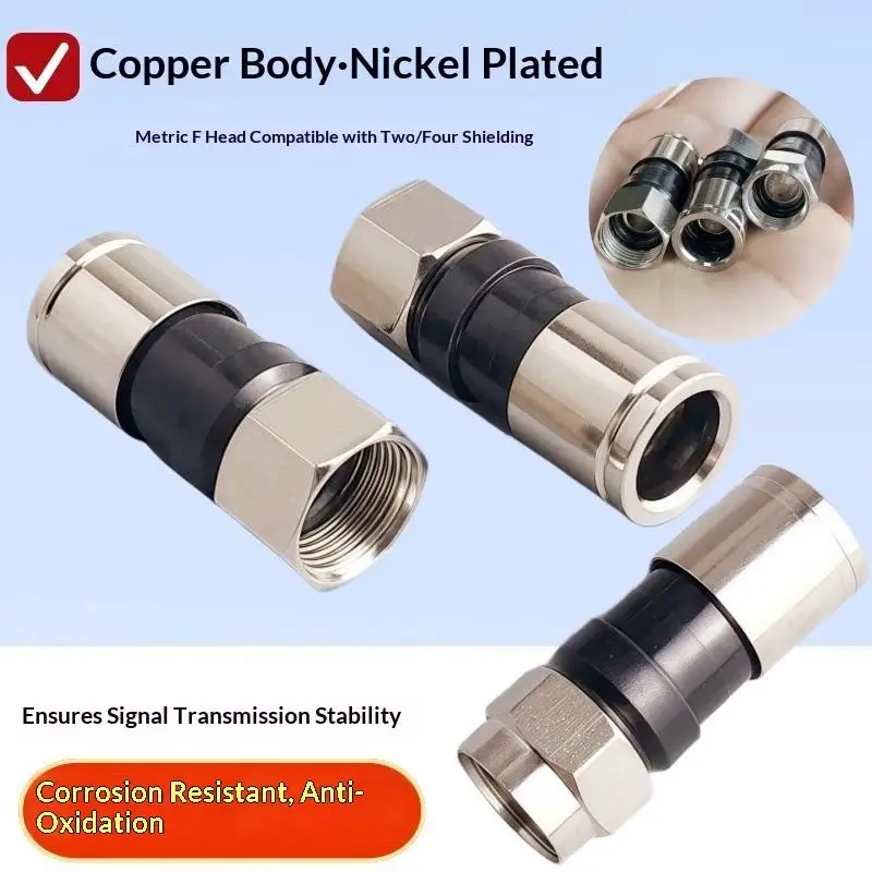 New 5/10/20Pcs Waterproof Straight Antenna Cable Adapters RG6 F-Type Coaxial Compression Connectors For Satellite Cable TV