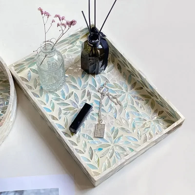 Colorful Shells Decorative Storage Tray Jewelry Earrings Organizer Trays Decorative Dresser Table Desktop Cosmetics Container
