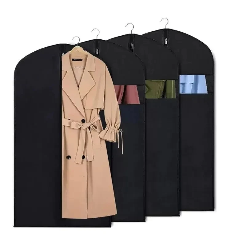 Non Woven Thickened Suit Overcoat Dust Cover Zipper Type Washable Clothing Storage Bag Down Jackets Dust-proof Bag With Window