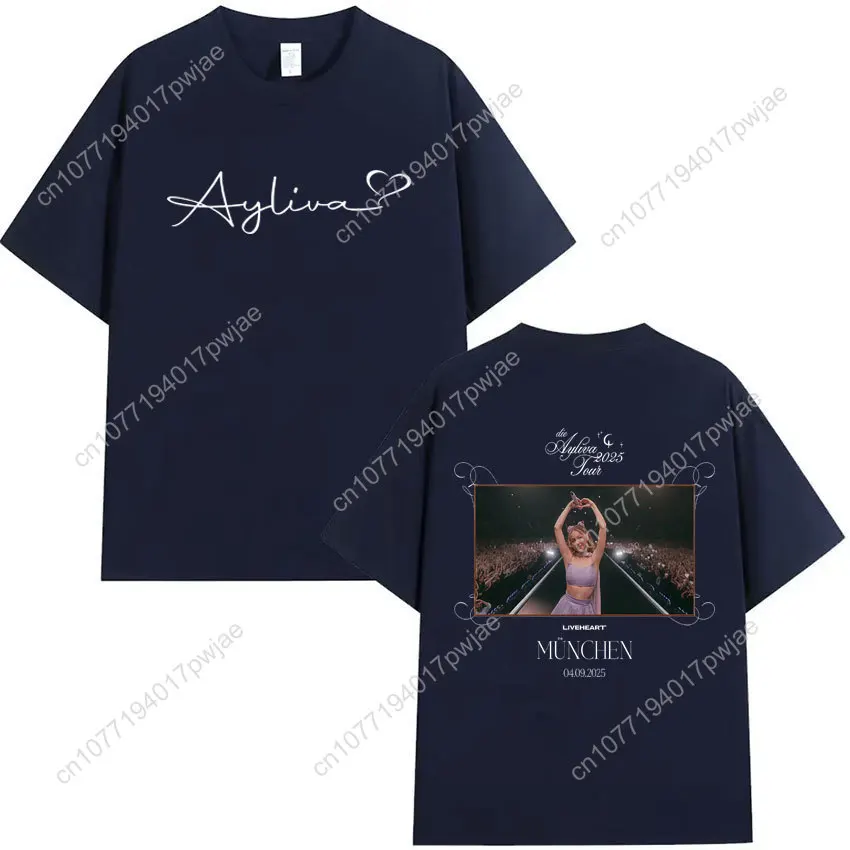 Chanteur Ayliva Tour 2025 t-shirts gothique à manches courtes surdimensionné T-shirt hommes femmes à la mode graphique Streetwear imprimé décontracté Y2K hauts