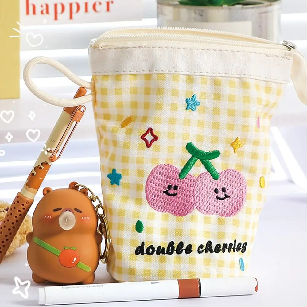 Nuova borsa per penne scozzese portatile Dopamina Astuccio per matite carino di grande capacità Portapenne verticale a colori a contrasto