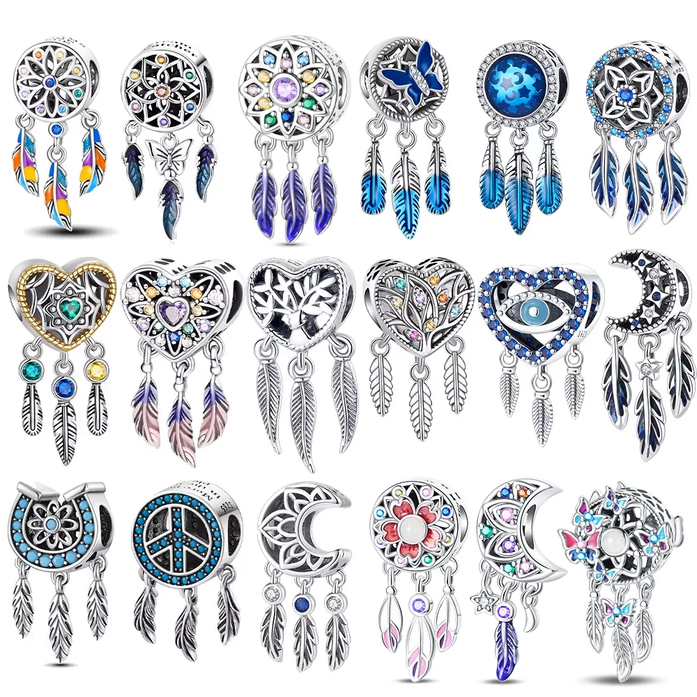 925 sterling silver color love dream catcher pendant charms fit original bracelet charm bead necklace Diy female jewelry