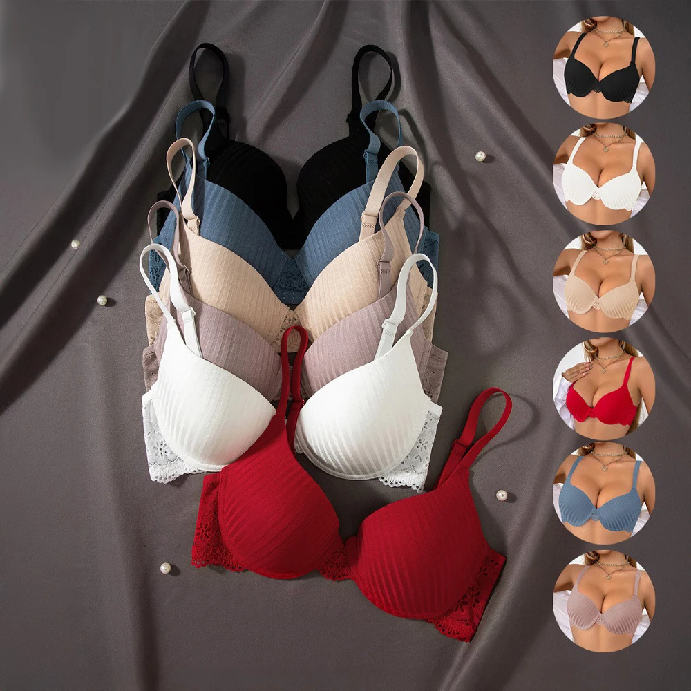 Women Underwire Bras for Women Plus Size Push up Lace Stitching Underwear ABCD Cup Female Brassiere Bras