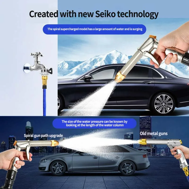 Car wash water gun high-pressure sprinkler household flushing watering flower rinse balcony telescopic water pipe hose washing y