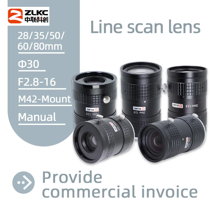 ZLKC Scan-line Lens M42-Mount Cameras 4K High Resolution 20mm 28mm 35mm 50mm 60mm 80mm Machine vision Micro Lens