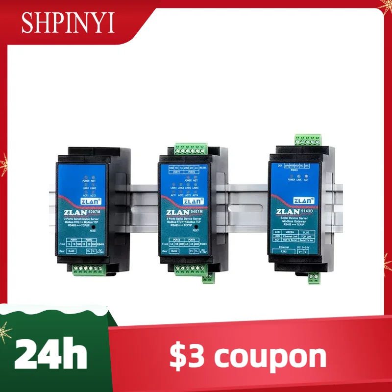 

4-портовый RS485 в Ethernet TCP IP Modbus Шлюз RTU в TCP MQTT JSON преобразователь промышленного модуля на DIN-рейку ZLAN5407M