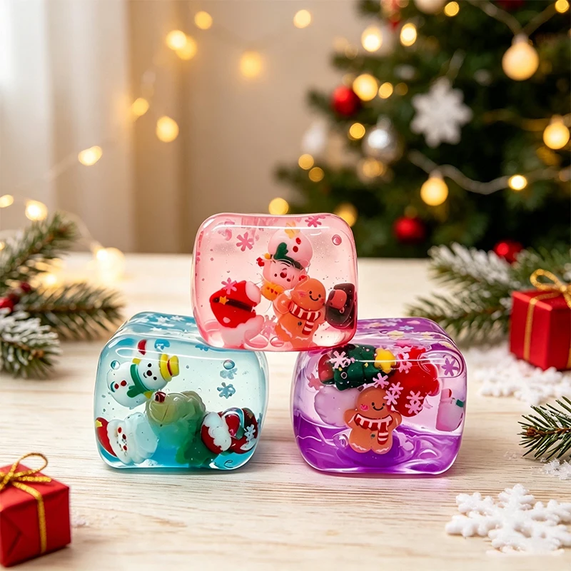 Maltose Cube Ice Block Santa Reindeer Building Block Fidget Squeeze Ball Slow Rebound Stress Relief Boredom Reliever Gift Decor