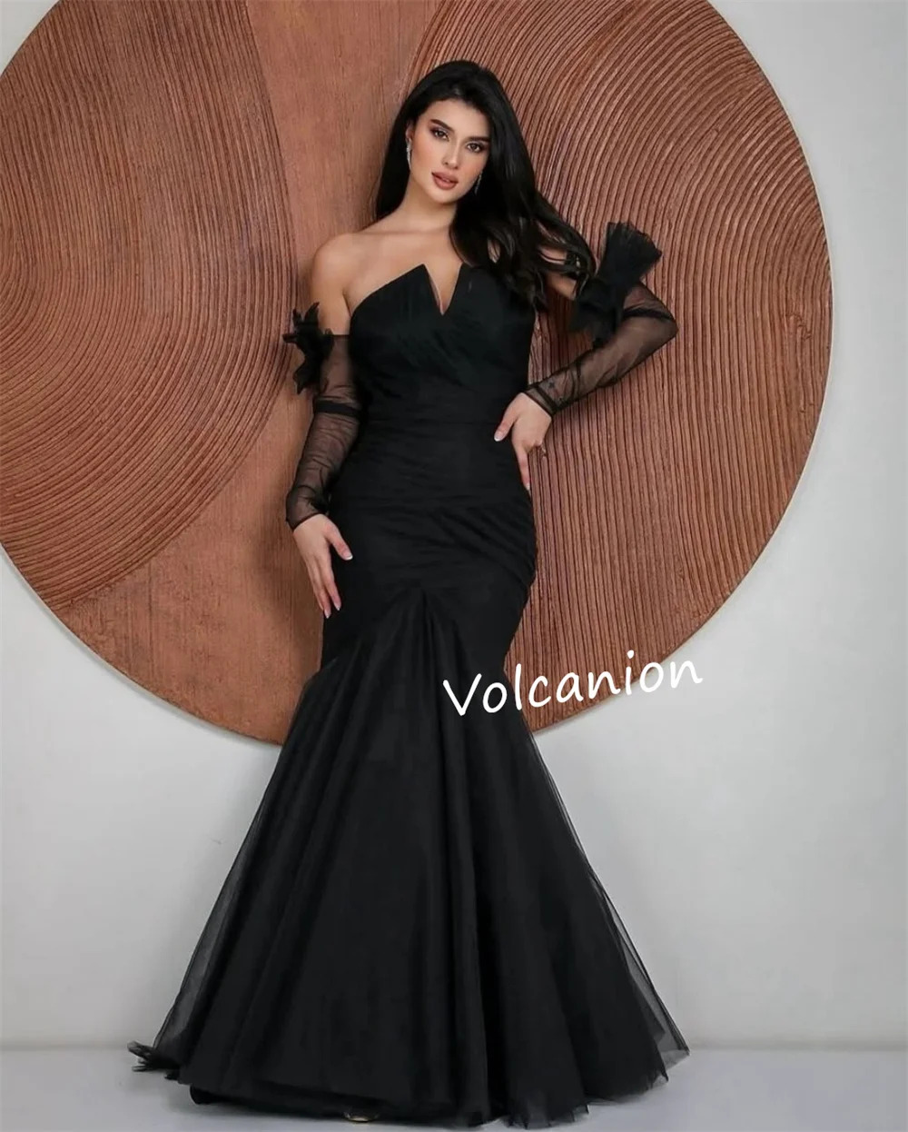 Gaun Panjang Tanpa Tali Putri Duyung Busur Wiru Jersey Kustom Acara Dipesan Lebih Dahulu Pesta Formal Gaya Modern Elegan