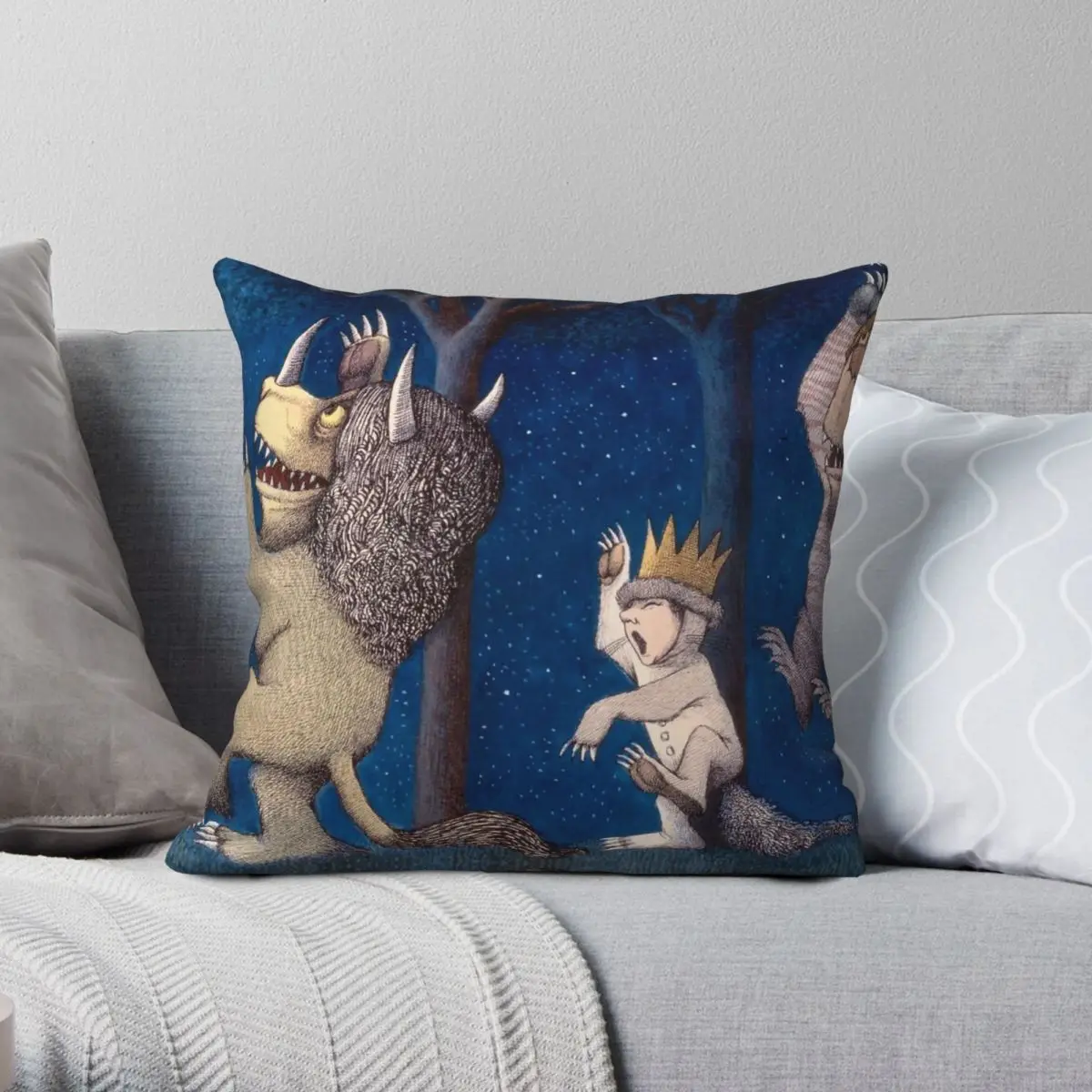 

Wild Things Wild Rumpus Square Pillowcase Polyester Linen Velvet Pattern Zip Decor Sofa Seater Cushion Cover Wholesale