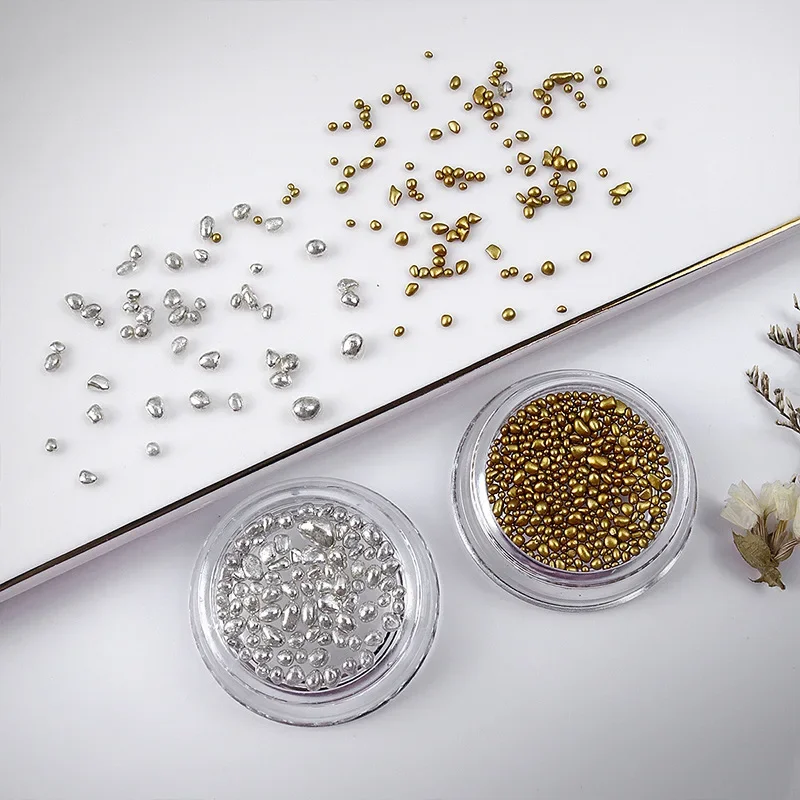 불규칙한 전기 도금 돌이 있는 반짝이는 금 및 실버 DIY 네일 쥬얼리, 1 개