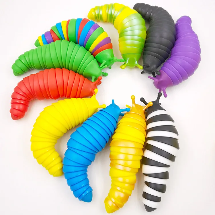 Decompression Toy Funny Shape Compression Rainbow Worm Sensory Toy Fidget Adult Kids Decompression Vent Toy Gift