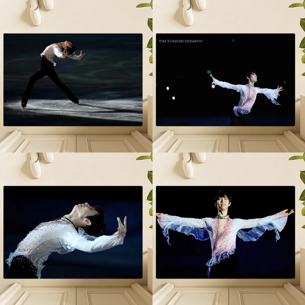 Figure skaters Yuzuru Hanyu Floor Mat Bedroom Kitchen Door Bath House Super Absorbent Foot Non-slip