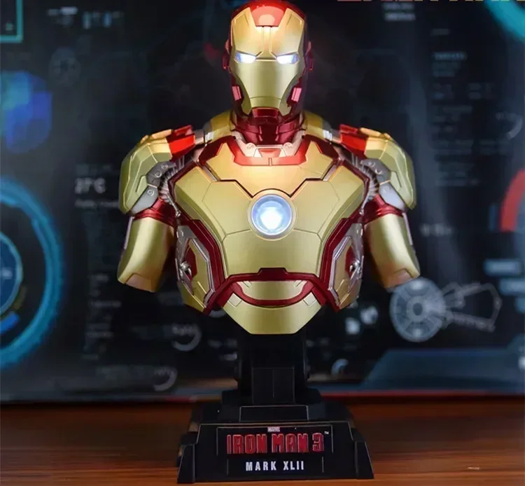 23 cm 1/4 Kopf Büste Ironman MK7 MK42 MK43 Actionfigur Porträt LED-Licht Desktop-Modell Statue PVC Sammlerstück Geburtstagsspielzeug