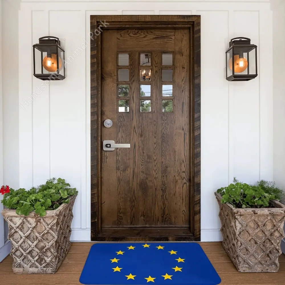 European Union EU Flag Doormat Flannel Rug Anti-Slip National Flag Absorbent Mat for Entrance Door Kitchen Bathtub Shower Mats