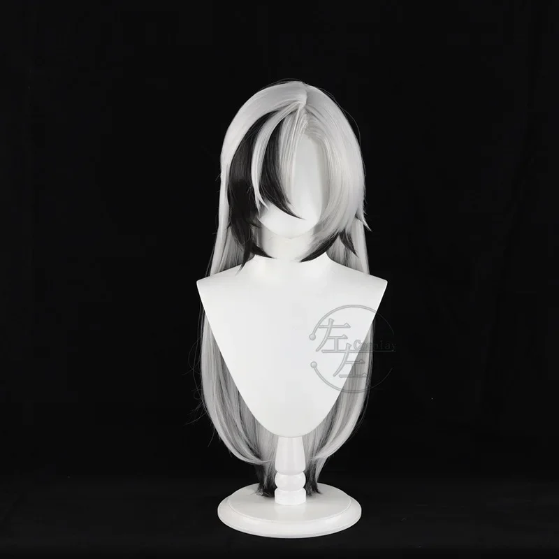 Boothill Peluca de Cosplay Honkai Star Rail, pendientes de pelo largo gris y blanco, Galaxy Ranger, traje de Halloween, utilería para juegos de rol, 80CM