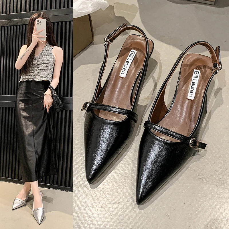 

2025 женские летние новые кожаные непромокаемые сандалии 2025 элегантное платье вечерние легкие дышащие износостойкие туфли на высоком каблуке