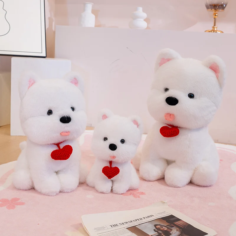 25-45cm quente cabelo fofo west highland cão com amor coração brinquedos de pelúcia macio dos desenhos animados filhote de cachorro bonecas para crianças presentes decoração de casa