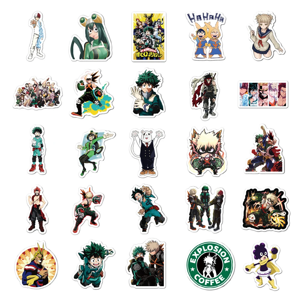 10/30/50pcs My Hero Academia Stickers Deku Uraraka Anime Sticker Laptop Skateboard Bike Phone Waterproof Characters Decals Toys