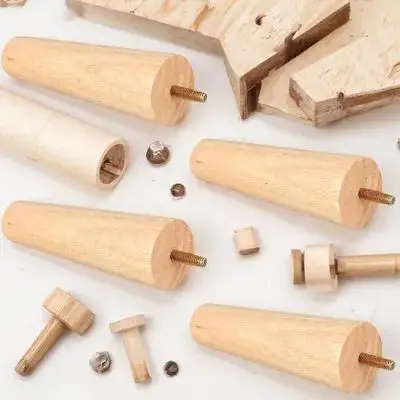 4-teilige Massivholz-Möbelbeine, 10/12/15 cm, konisches Sofa, Bett, Tisch, Stuhl, Ersatz, robuste Höhe, Holzbein-Set