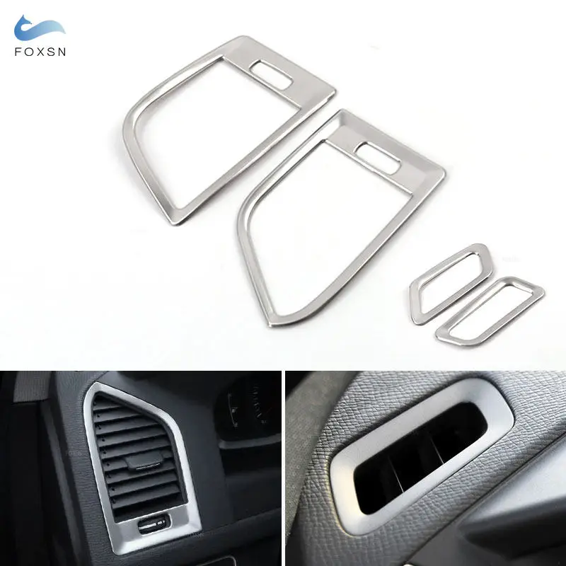 Tylko dla Volvo XC60 2009-2017 LHD Panel deski rozdzielczej ze stali nierdzewnej Boczna osłona wylotu wentylacji klimatyzacji Wewnętrzna naklejka Naklejka