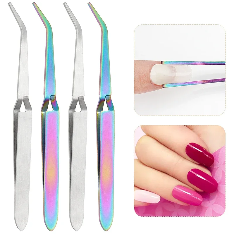 1pMultifunction Stainless Steel Nail Art Shaping Tweezers Cross Nail Clip Manicure Tools Curve Sculpture Clip Nail Art Equipment