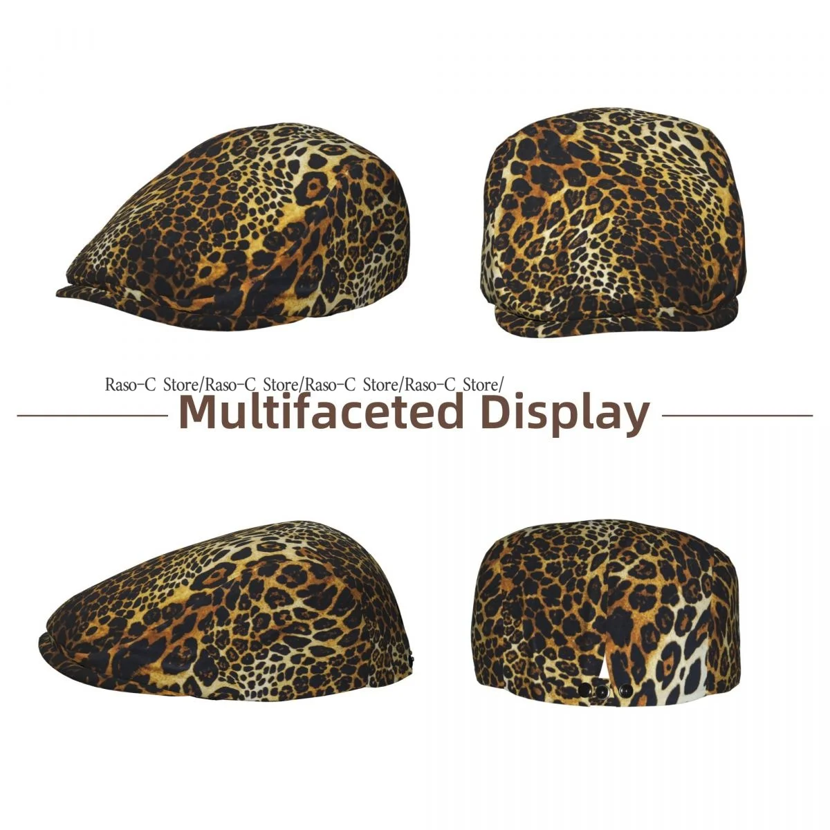 Spring Summer Adult Flat Cap Leopard Skin Background Unisex Newsboy Ivy Cap Light Thin Forward Beret Outdoor Hat