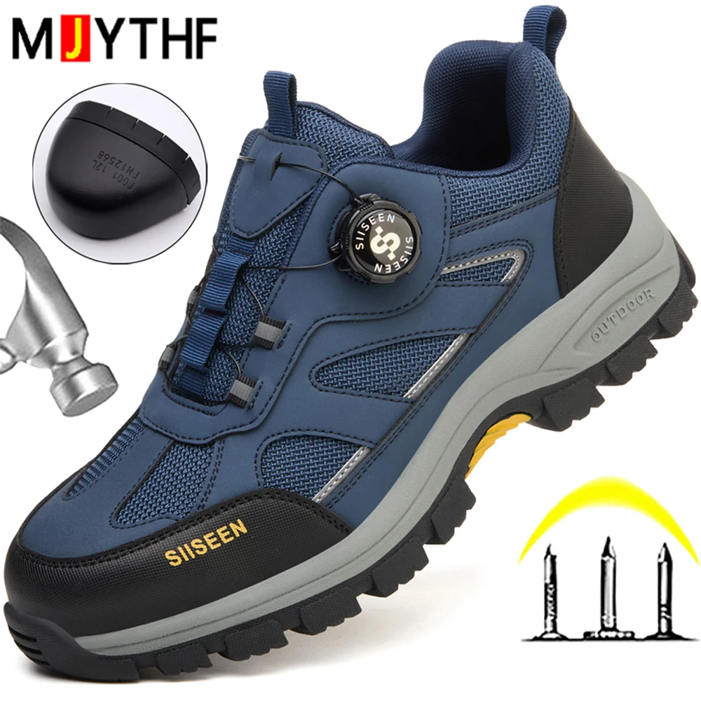 Rotating Button Indestructible Shoes Men Puncture-Proof Safety Shoes Anti-slip Work Shoes Security Boots Protection Shoes New