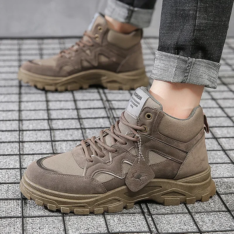 Botas de invierno para exteriores para hombre, botines de vaquero con plataforma a la moda, botas de combate informales, botas tácticas impermeables para hombre 2023