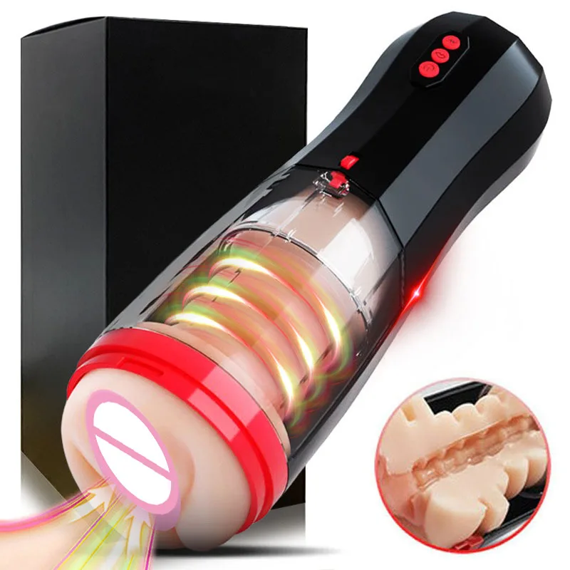 Fully Automatic Retractable Masturbator Cup Male Masturbador Adult Fun Aircraft Cup Pocket Pussy Vibrating Sex Toy Adult Toys