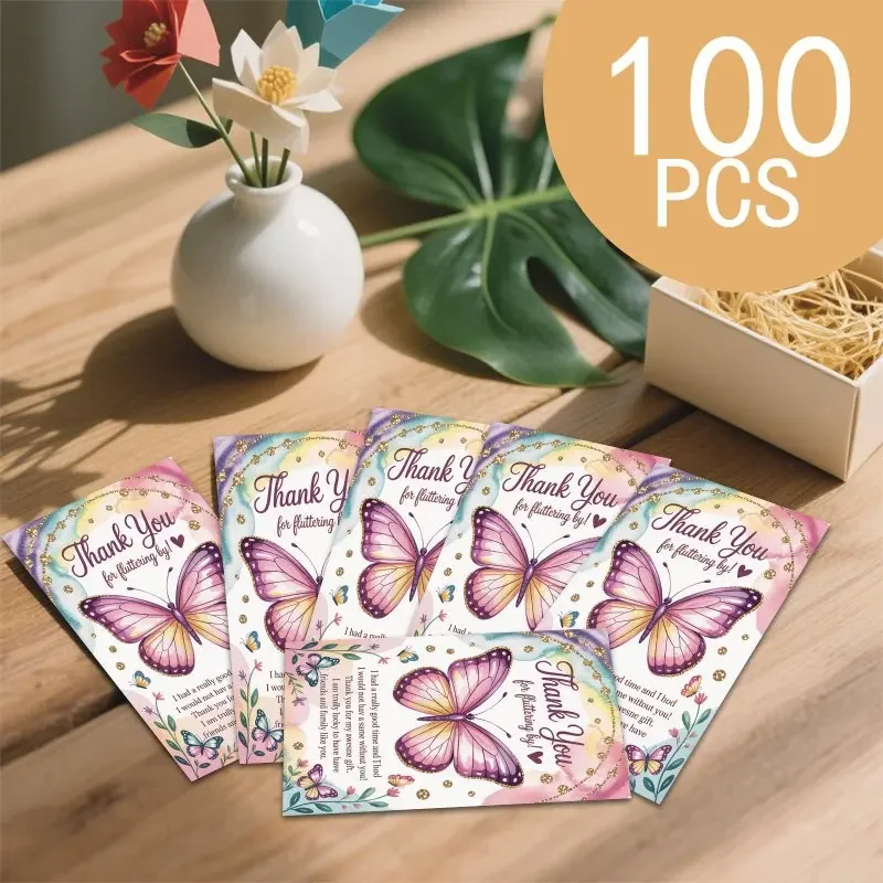 100pcs Elegant Butterfly Flower Watercolor Memo Card Set - Perfect for Birthdays, Christmas, New Year and Other Occasions