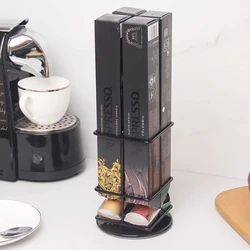 40 Pcs Black Coffee Capsule Storage Rack Metal Rotating Nespresso Storage Rack Kitchen Coffee Tower Stand