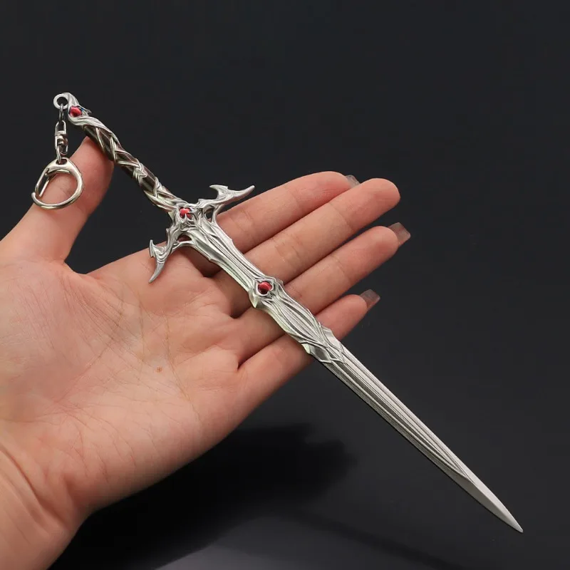 22cm Githyanki Sliver Sword Baldur Keychain Game Peripheral Metal Katana Sword Model Keychains Gifts Toys Boys