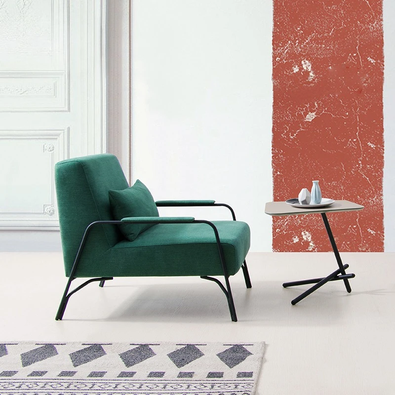 Fabric leisure sofa living room modern simple small apartment wrought iron single chair