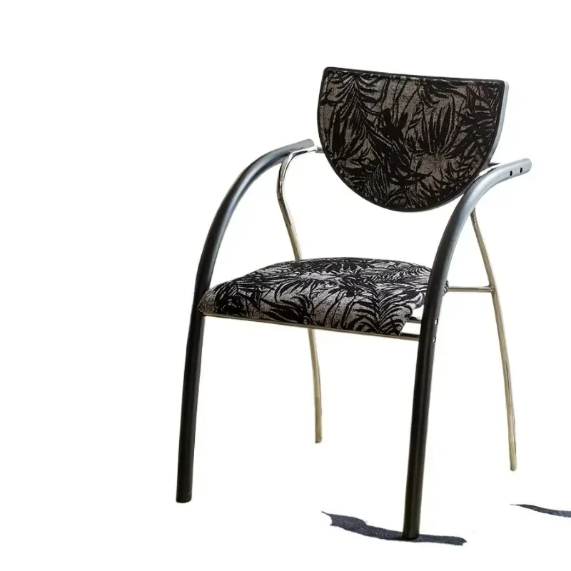 

Nordic medieval solid wood dining chair, stainless steel designer backrest light luxury dining table and chairs